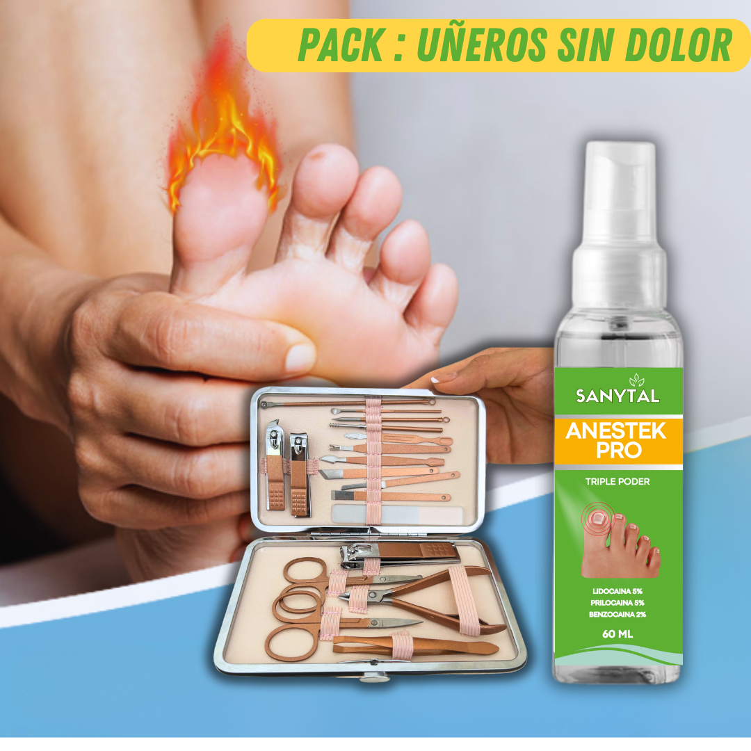 PACK PARA UÑEROS SIN DOLOR - (SPRAY ANESTÉSICO ANESTEK PRO + HERRAMIENTAS PODOLOGICAS) L0202