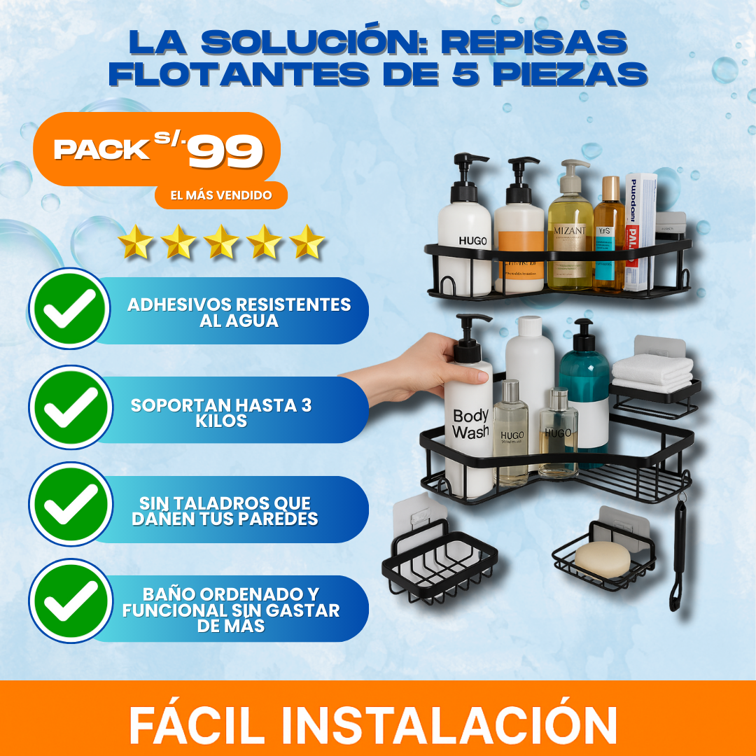 REPISAS ORGANIZADORAS DE BAÑO 5 EN 1