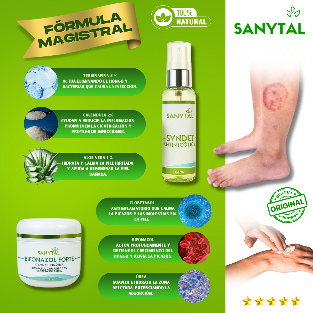 PACK ELIMINA TIÑA E INFECCIONES POR HONGO EN LA PIEL (BIFONAZOL FORTE + JABÓN ANTIMICOTICO SYNDET)