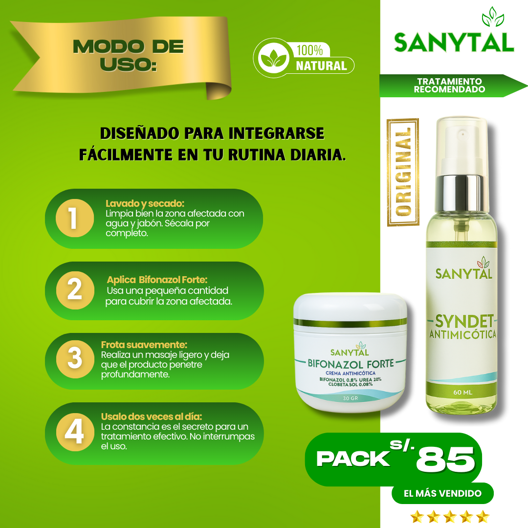 PACK ELIMINA TIÑA E INFECCIONES POR HONGO EN LA PIEL (BIFONAZOL FORTE + JABÓN ANTIMICOTICO SYNDET)