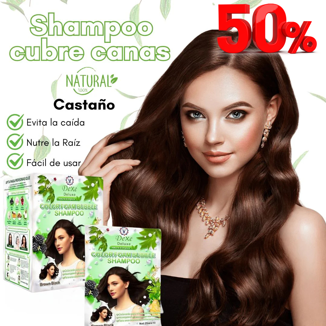 SHAMPOO DEXE ANTICANAS COLOR CASTAÑO OSCURO (10 Sachets) - UPSEEL 50% DSCTO.