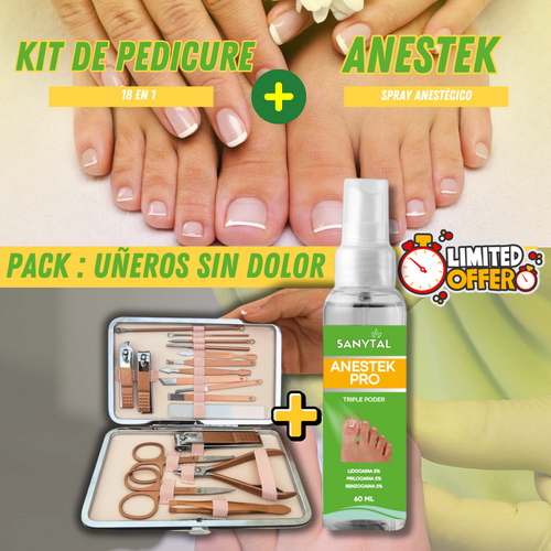 PACK PARA UÑEROS SIN DOLOR - (SPRAY ANESTÉSICO ANESTEK PRO + HERRAMIENTAS PODOLOGICAS) L0202