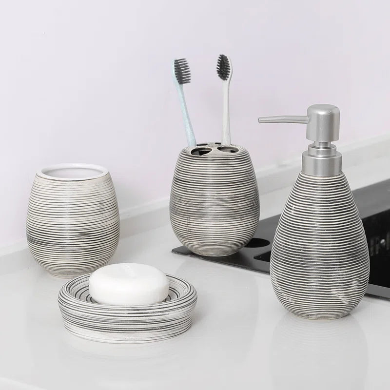 JUEGO DE ACCESORIOS DE MÁRMOL PARA BAÑO