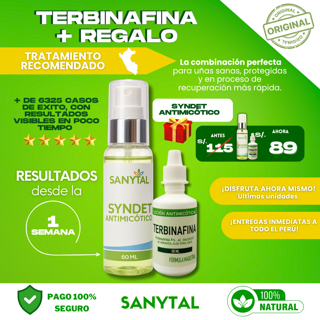 GOTAS DE TERBINAFINA 8%+ SYNDET ANTIMICOTICO DE REGALO - T01