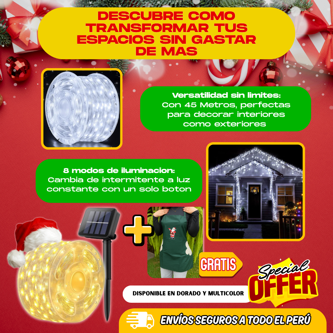 ROLLO LUCES SOLARES 45M + REGALO NAVIDEÑO - L0237
