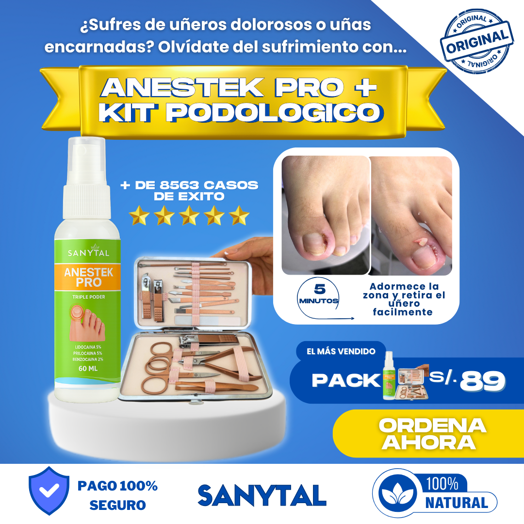 PACK PARA UÑEROS SIN DOLOR - (SPRAY ANESTÉSICO ANESTEK PRO + HERRAMIENTAS PODOLOGICAS) - A01