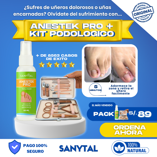 PACK PARA UÑEROS SIN DOLOR - (SPRAY ANESTÉSICO ANESTEK PRO + HERRAMIENTAS PODOLOGICAS) - A01