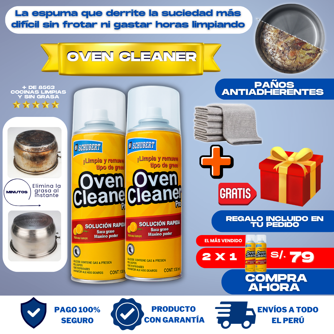 COMBO QUITAGRASA (2 OVEN PRO) + PAÑOS METALICOS + REGALO - L0316