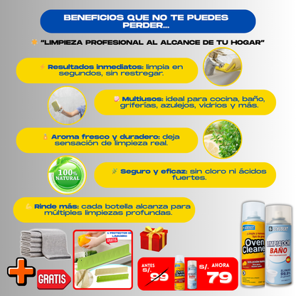 KIT LIMPIADOR ( 1 OVEN + 1 ESPUMA + 3 PAÑOS) + 1 REGALO - L0247
