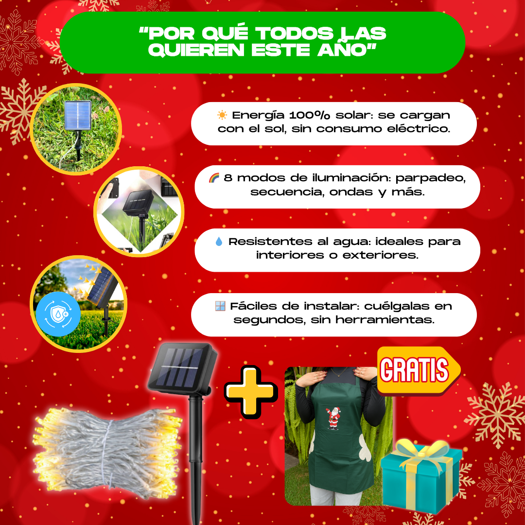 CORTINAS LED SOLARES+ REGALO NAVIDEÑO - L0242