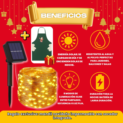 LUCES SOLARES DORADO (20 M) + REGALO GRATIS - L0230