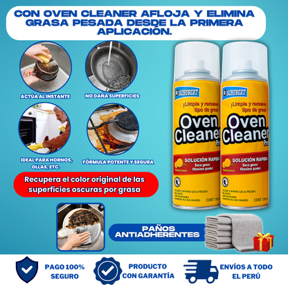 PACK ANTIGRASA TOTAL 360° (2 OVEN CLEANER + PAÑOS ANTIBACTERIAL + REGALO) - L0285