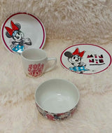 JUEGO DE PLATOS Y TAZAS DE MICKEY MOUSE ( 4 PIEZAS )- L0175