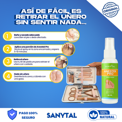 PACK PARA UÑEROS SIN DOLOR - (SPRAY ANESTÉSICO ANESTEK PRO + HERRAMIENTAS PODOLOGICAS) - A01