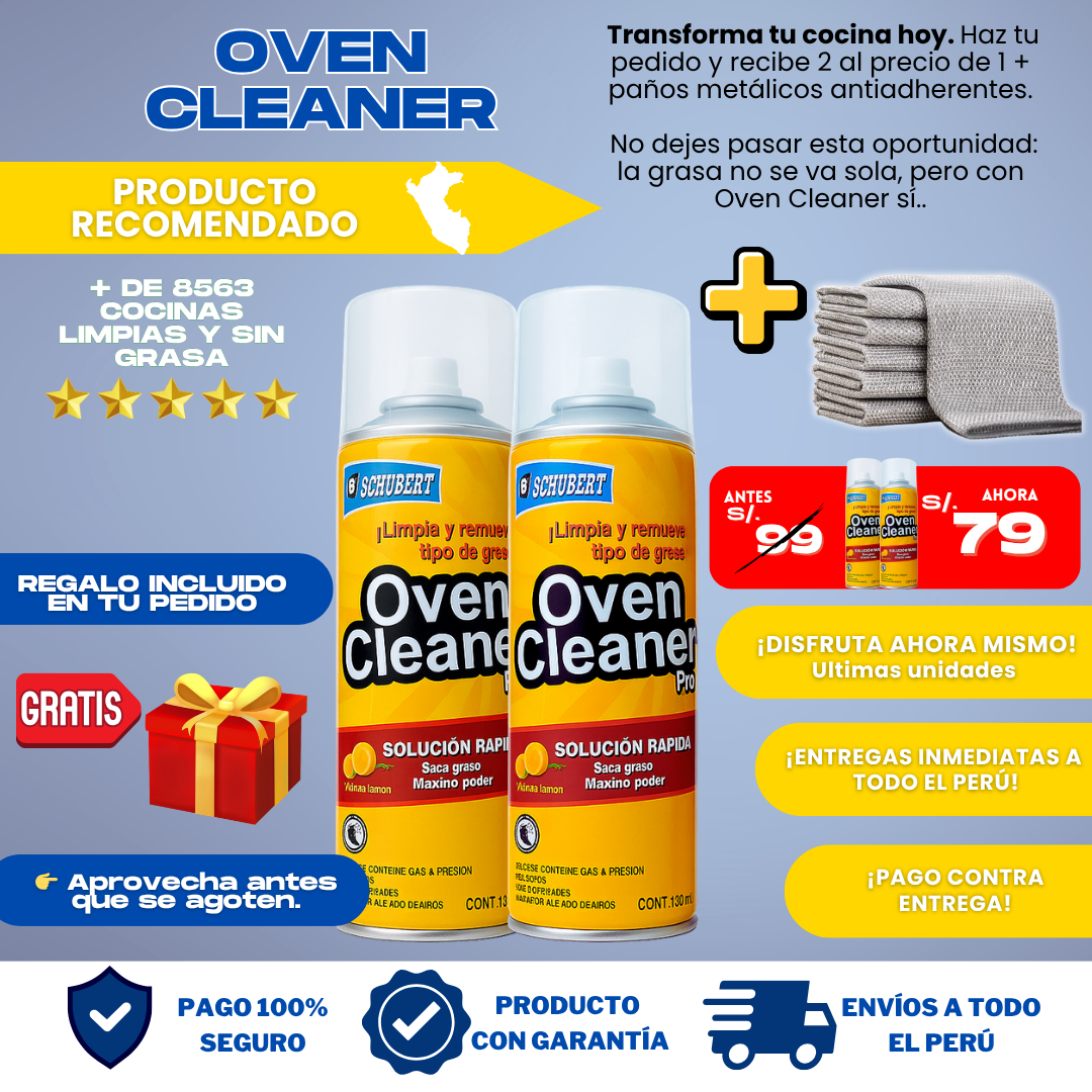 COMBO QUITAGRASA (2 OVEN PRO) + PAÑOS METALICOS + REGALO - L0316