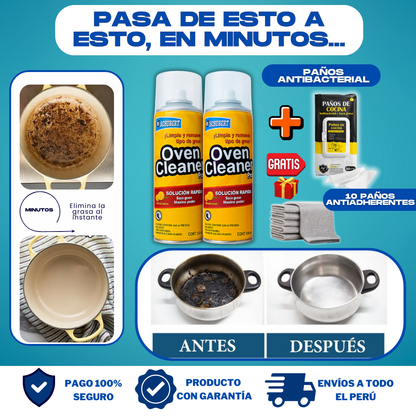 PACK ANTIGRASA TOTAL 360° (2 OVEN CLEANER + PAÑOS ANTIBACTERIAL + REGALO) - L0285