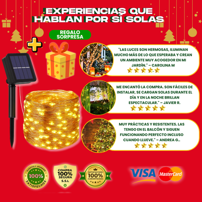 LUCES SOLARES DORADO (20 M) + REGALO GRATIS - L0232