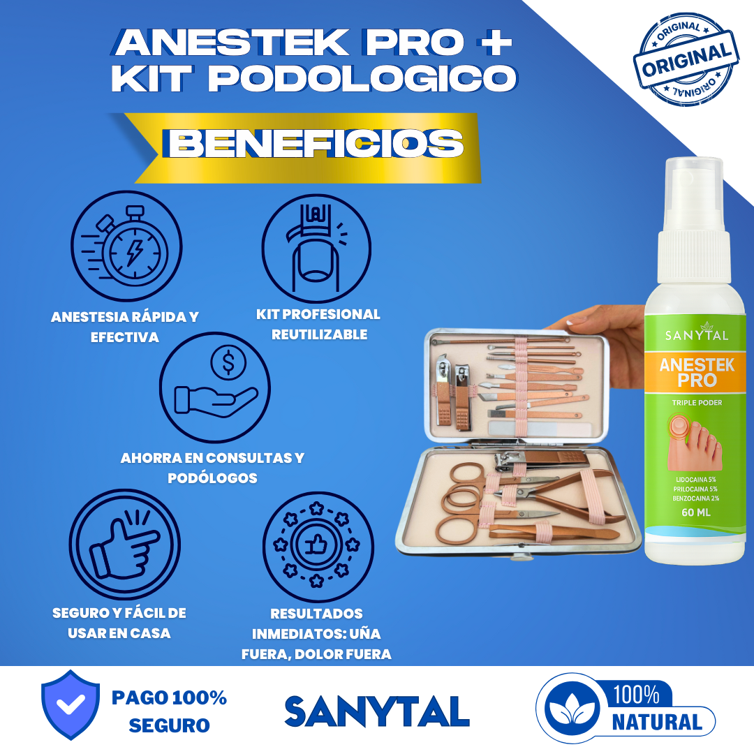PACK PARA UÑEROS SIN DOLOR - (SPRAY ANESTÉSICO ANESTEK PRO + HERRAMIENTAS PODOLOGICAS) - A01