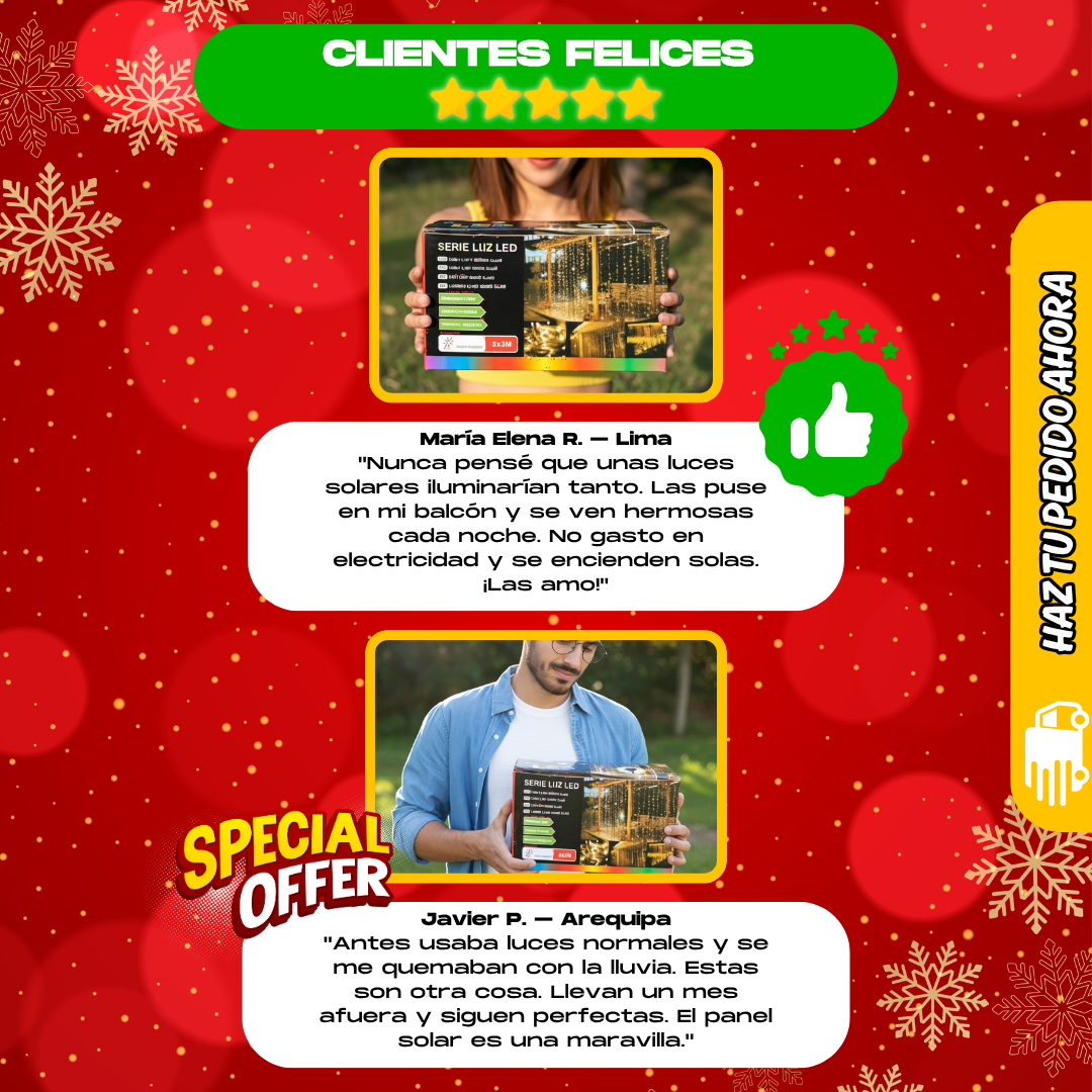 CORTINAS LED SOLARES+ REGALO NAVIDEÑO - L0242