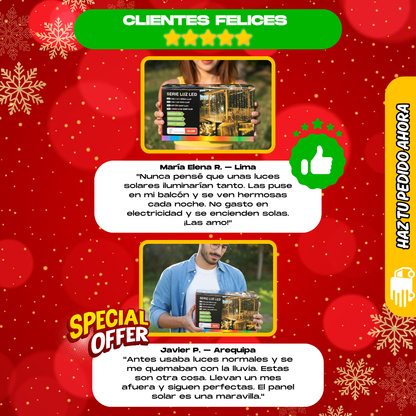 CORTINAS LED SOLARES+ REGALO NAVIDEÑO - L0242