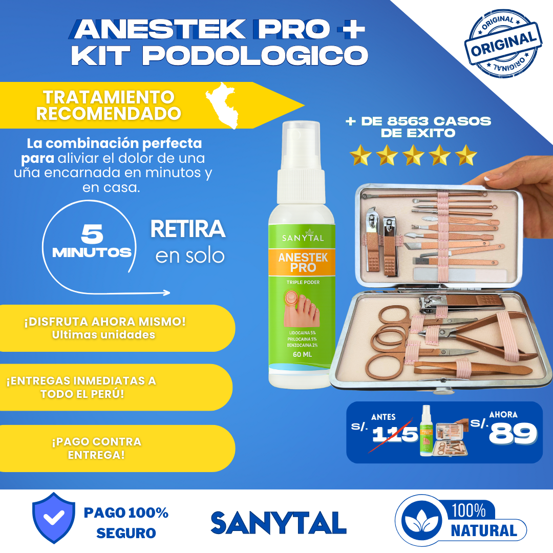 PACK PARA UÑEROS SIN DOLOR - (SPRAY ANESTÉSICO ANESTEK PRO + HERRAMIENTAS PODOLOGICAS) - A01