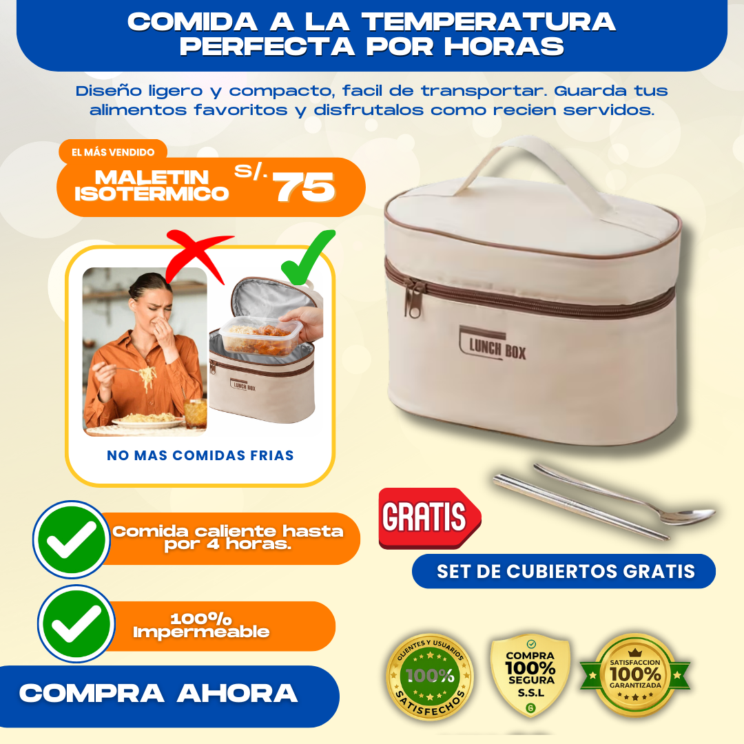 MALETIN ISOTERMICO PREMIUM + CUBIERTOS DE REGALO - L0276