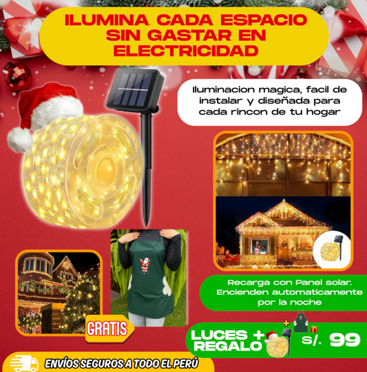 ROLLO LUCES SOLARES 45M + REGALO NAVIDEÑO - L0237