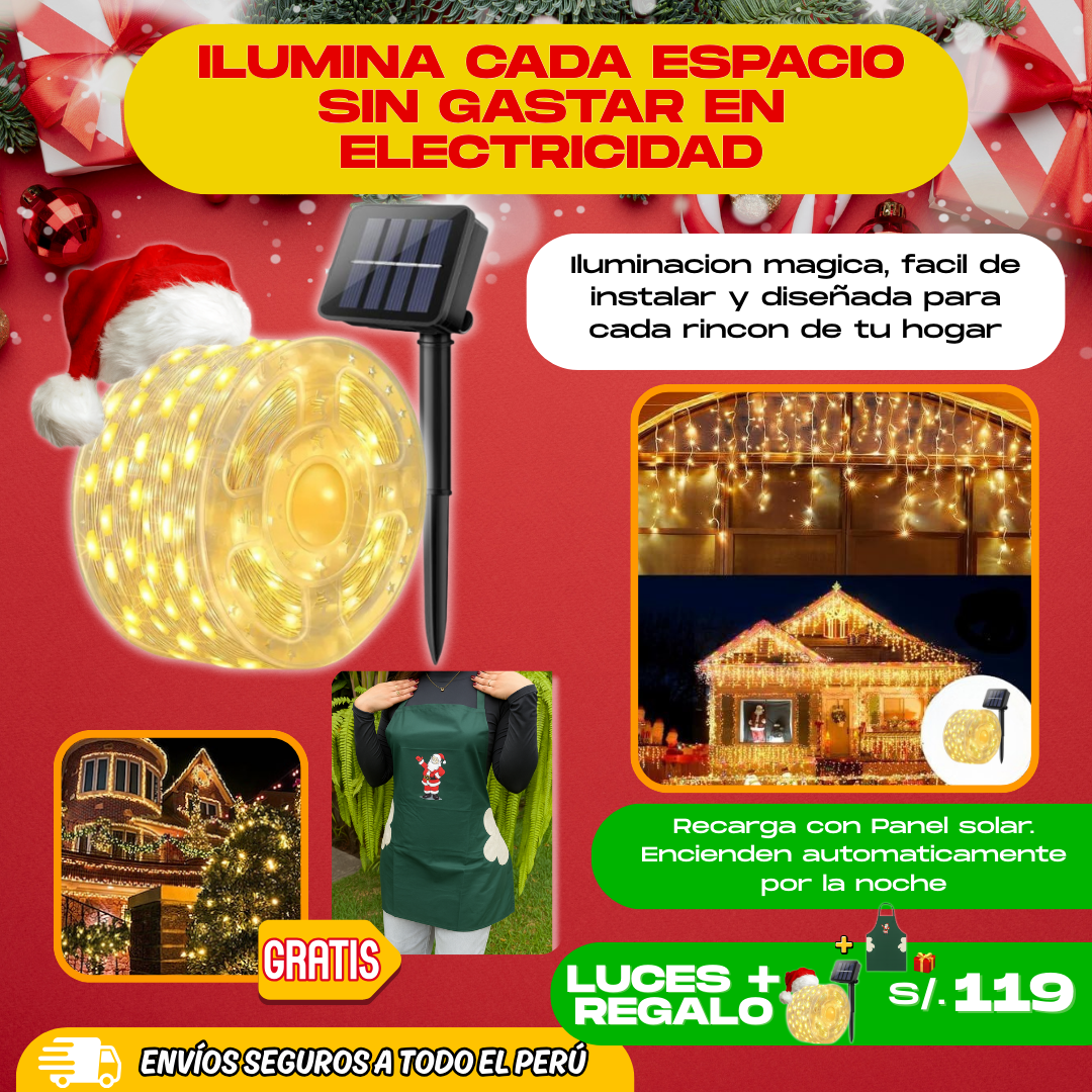 LUCES SOLARES DE 45 METROS + REGALO NAVIDEÑO - L0234
