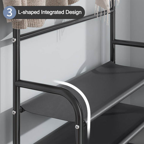 ESTANTE DE ZAPATOS 5 NIVELES, ZAPATERA DE METAL + PERCHERO ORGANIZADOR