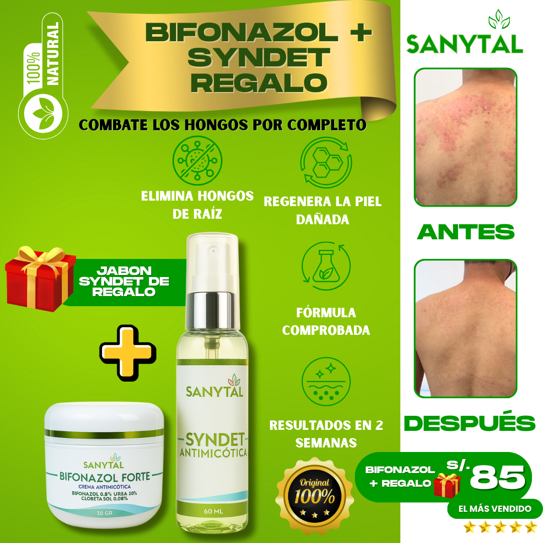 BIFONAZOL FORTE  (ELIMINA TIÑA E INFECCIONES POR HONGO EN LA PIEL)+ JABÓN ANTIMICOTICO SYNDET DE REGALO- B02