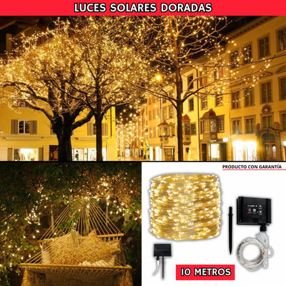 Nuevas Luces Solares LED Dorado de COBRE (10 Metros)
