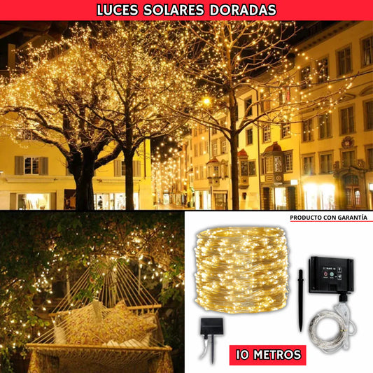 Nuevas Luces Solares LED Dorado de COBRE (10 Metros)