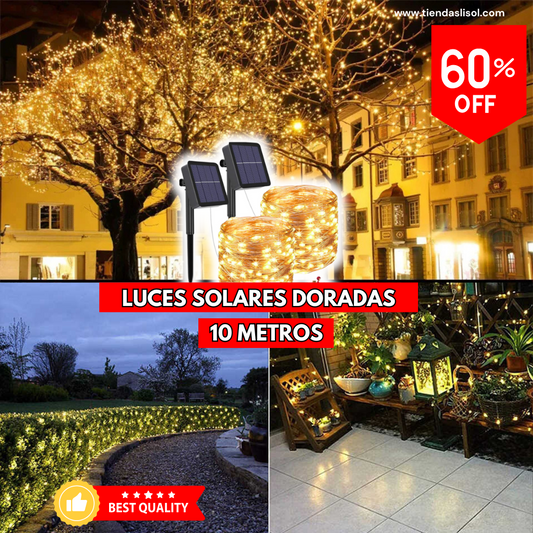 LUCES LED SOLARES COLOR DORADO X 10 metros  60% Dsto.
