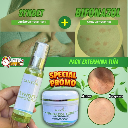 BIFONAZOL FORTE 3 EN 1 - UREA 20% / CLOBETASOL 0.05% + JABON ANTIMICOTICO SYNDET (Elimina tiñas e infecciones por hongos) - L0122