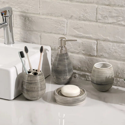 JUEGO DE ACCESORIOS DE MÁRMOL PARA BAÑO