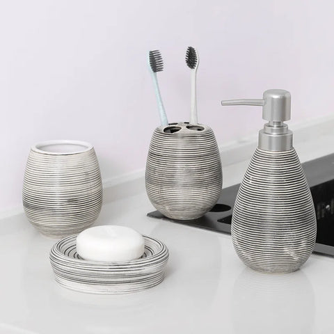 JUEGO DE ACCESORIOS DE MÁRMOL PARA BAÑO