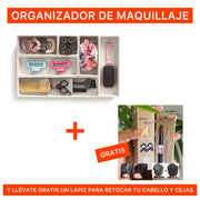 ORGANIZADOR DE MAQUILLAJE  + GRATIS UN LÁPIZ CUBRE CANAS DOBLE CASTAÑO Y NEGRO💄