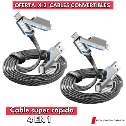 PACK DE 2 CABLES CONVERTIBLES MULTIFUNCION 4 EN 1- L0139