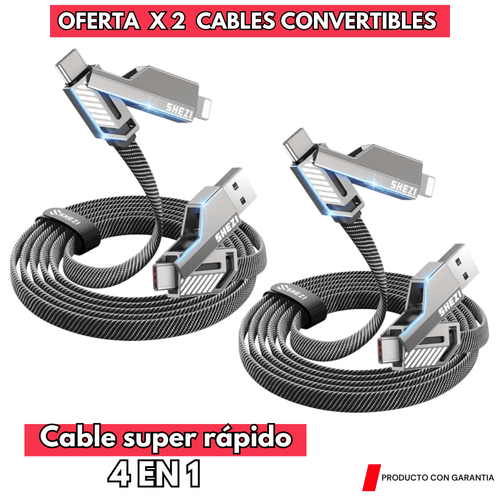 PACK DE 2 CABLES CONVERTIBLES MULTIFUNCION 4 EN 1- L0139