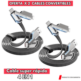 PACK DE 2 CABLES CONVERTIBLES MULTIFUNCION 4 EN 1