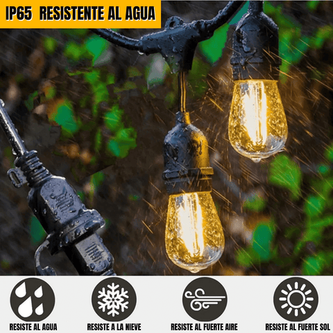 GUIRNALDA SOLAR Y ELECTRICO 2 EN 1 (10 METROS + 20 FOCOS) Nuevo Modelo 2025