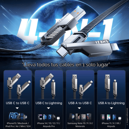 PACK DE 2 CABLES CONVERTIBLES MULTIFUNCION 4 EN 1- L0139